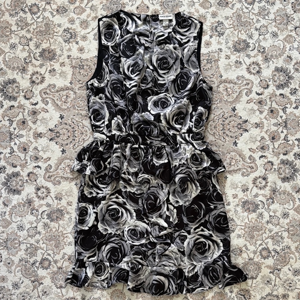 Floral Black and Gray Dress
